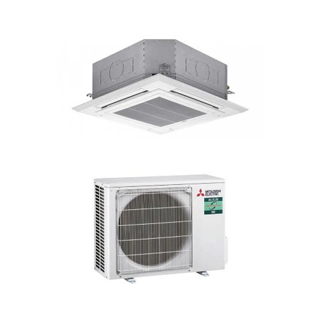 Immagine di Mitsubishi PLA-M CASSETTA 4 VIE R32 Climatizzatore a cassetta monosplit inverter | unità esterna 3.5 kW unità interna 12000 BTU PUZ-ZM35VKA2+PLA-M35EA2