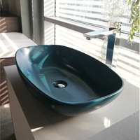 Immagine di Flaminia NUDASLIM lavabo 60 cm da appoggio, senza troppopieno, colore petrolio finitura opaco ND60APET