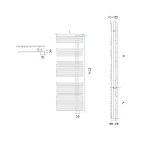 Immagine di Irsap FUNKY scaldasalviette, 27 tubi, 3 intervalli, H.142,3 L.50 P.6,2 cm, attacco destro, colore sablè finitura ruvido FRL050BY4IR01NNN