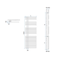 Immagine di Irsap FUNKY scaldasalviette, 27 tubi, 3 intervalli, H.142,3 L.50 P.6,2 cm, attacco sinistro, colore sablè finitura ruvido FLL050BY4IR01NNN