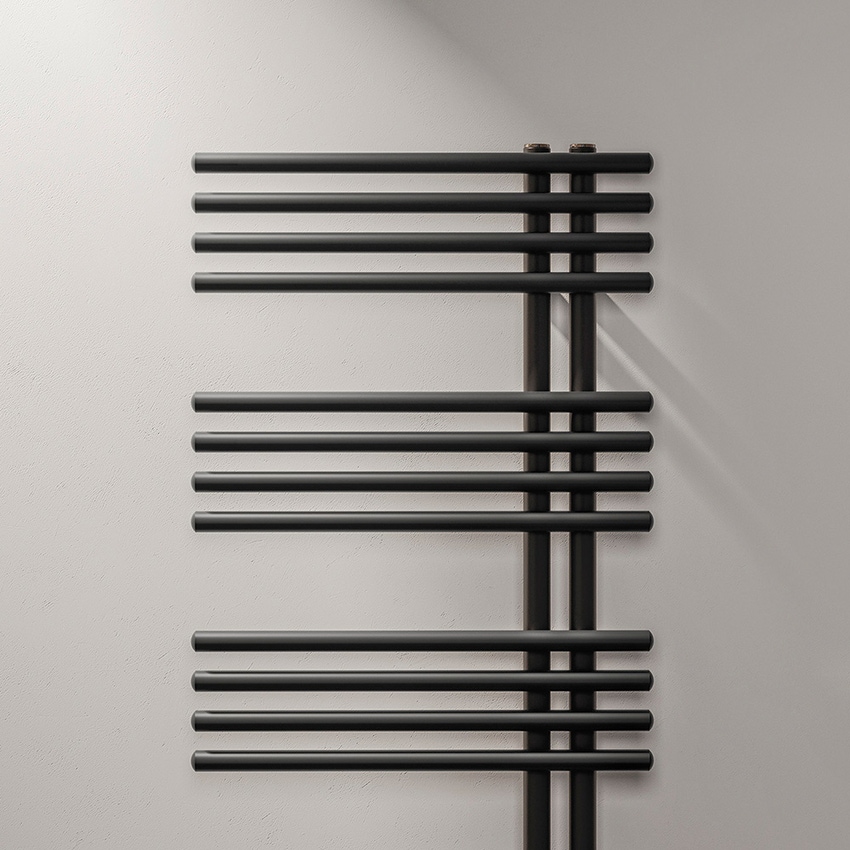 Immagine di Irsap FUNKY scaldasalviette, 27 tubi, 3 intervalli, H.142,3 L.50 P.6,2 cm, attacco destro, colore sablè finitura ruvido FRL050BY4IR01NNN