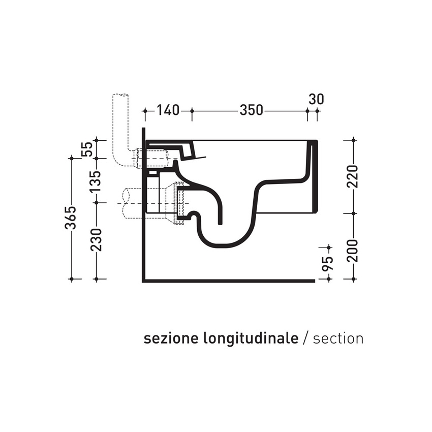 Immagine di Flaminia ASTRA vaso sospeso con sistema goclean®, senza sedile, colore cenere finitura opaco AS118GCEN