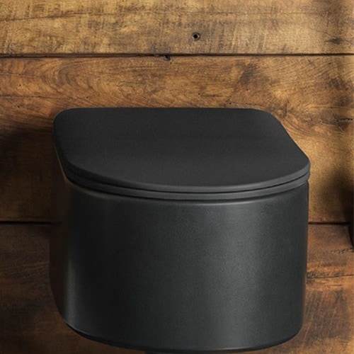 Immagine di Flaminia ASTRA coprivaso slim in termoindurente, a discesa rallentata, con cerniere a sgancio rapido, colore carbone finitura opaco ASCW05CAR