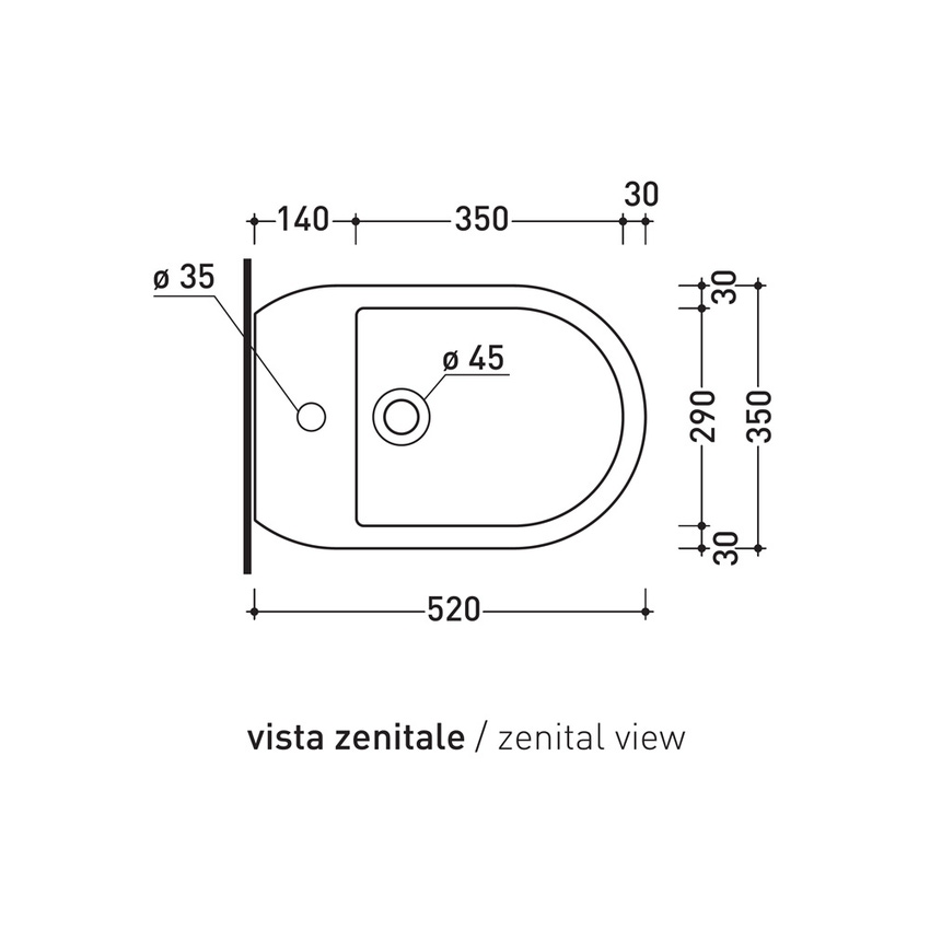 Immagine di Flaminia ASTRA bidet sospeso monoforo, con troppopieno, colore bianco AS218