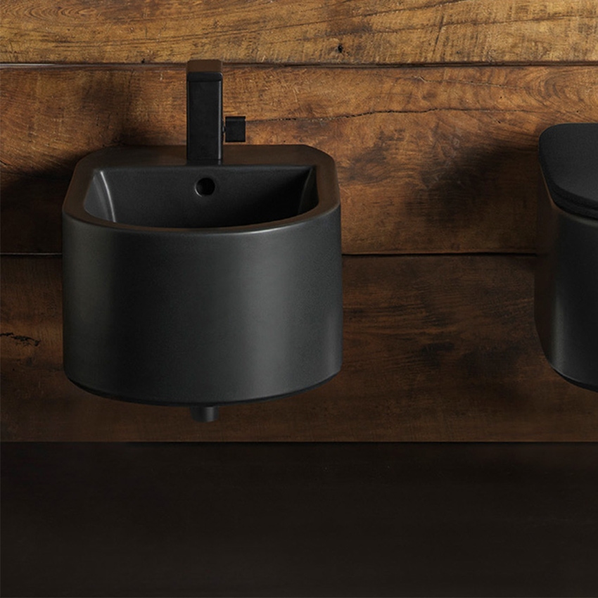 Immagine di Flaminia ASTRA bidet sospeso monoforo, con troppopieno, colore carbone finitura opaco AS218CAR