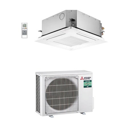 Immagine di Mitsubishi SLZ-M Cassetta a 4 vie Climatizzatore a cassetta monosplit inverter | unità esterna POWER INVERTER 3.6 kW unità interna 12000 BTU PUZ-ZM35VKA2+SLZ-M35FA2