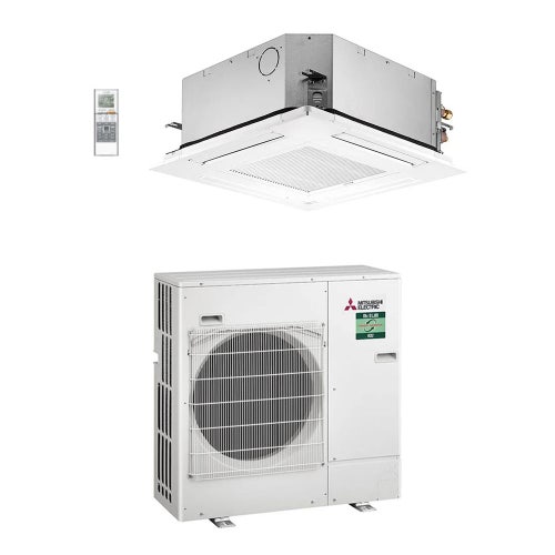 Immagine di Mitsubishi SLZ-M Cassetta a 4 vie Climatizzatore a cassetta monosplit inverter | unità esterna POWER INVERTER 6.1 kW unità interna 21000 BTU PUZ-ZM60VHA2+SLZ-M60FA2