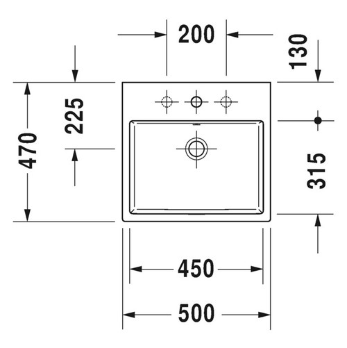 Immagine di Duravit VERO AIR bacinella da appoggio soprapiano 50 cm, monoforo, con rettifica, con troppopieno, con bordo per rubinetteria, parte posteriore smaltata, colore bianco 2352500000