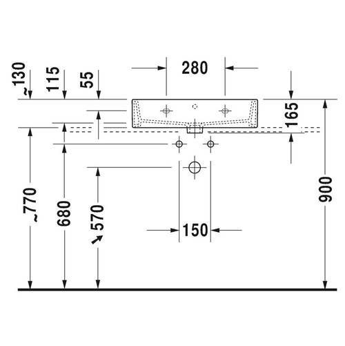 Immagine di Duravit VERO AIR lavabo rettificato 60 cm, monoforo, senza troppopieno, con bordo per rubinetteria, colore bianco 2350600071
