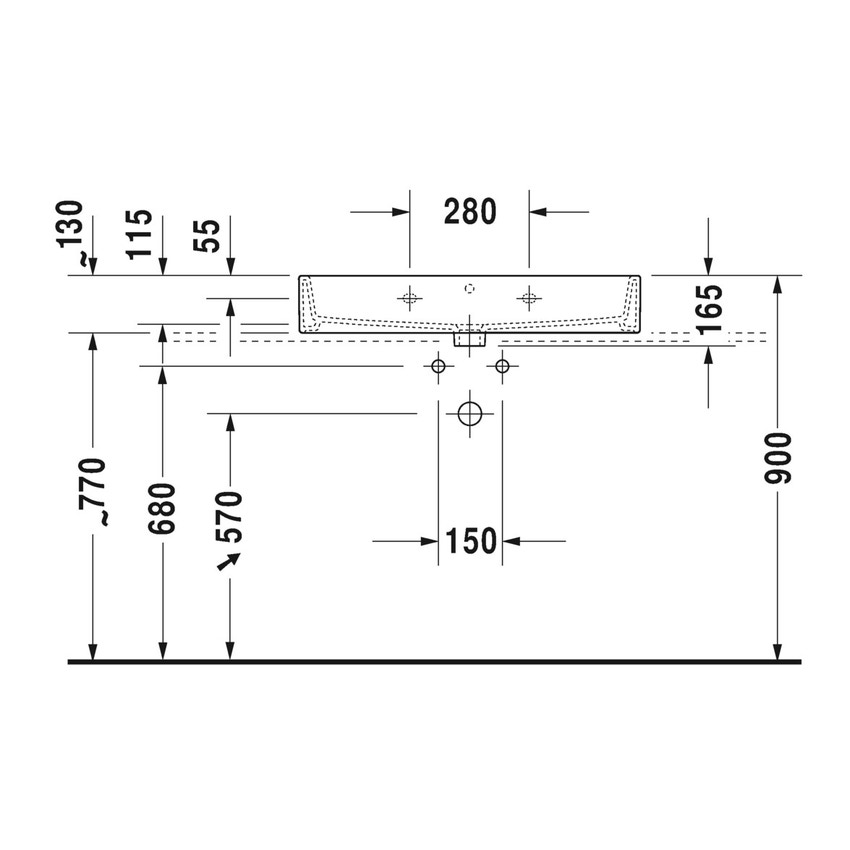 Immagine di Duravit VERO AIR lavabo rettificato 80 cm, monoforo, con troppopieno, con bordo per rubinetteria, WonderGliss, colore bianco 23508000271