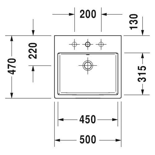 Immagine di Duravit VERO AIR lavabo rettificato 50 cm, senza foro per rubinetteria, senza troppopieno, con bordo per rubinetteria, WonderGliss, colore bianco 23505000791