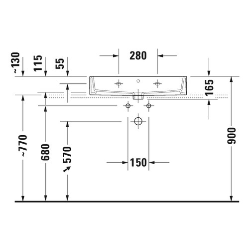 Immagine di Duravit VERO AIR lavabo rettificato 70 cm, senza foro per rubinetteria, senza troppopieno, con bordo per rubinetteria, colore bianco 2350700079