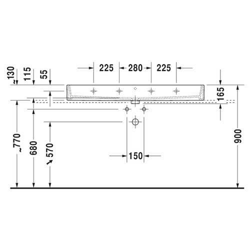 Immagine di Duravit VERO AIR lavabo rettificato 120 cm, senza foro per rubinetteria, con troppopieno, con bordo per rubinetteria, colore bianco 2350120028