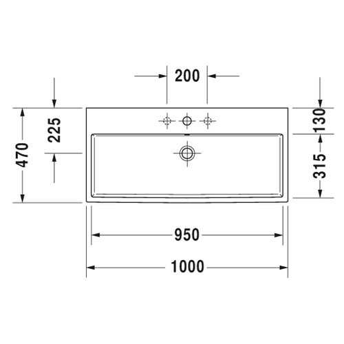 Immagine di Duravit VERO AIR lavabo rettificato 100 cm, monoforo, con troppopieno, con bordo per rubinetteria, colore bianco 2350100027