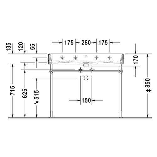 Immagine di Duravit VERO AIR lavabo rettificato 100 cm, monoforo, con troppopieno, con bordo per rubinetteria, WonderGliss, colore bianco 23501000271