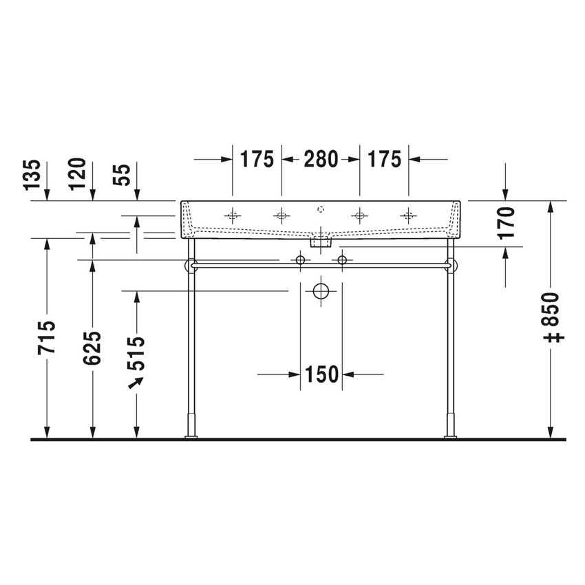 Immagine di Duravit VERO AIR lavabo rettificato 100 cm, monoforo, senza troppopieno, con bordo per rubinetteria, WonderGliss, colore bianco 23501000711
