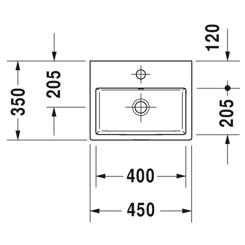 Immagine di Duravit VERO AIR lavamani rettificato 45 cm, monoforo, con troppopieno, con bordo per rubinetteria, colore bianco 0724450027