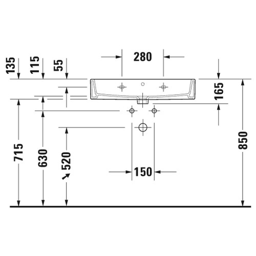 Immagine di Duravit VERO AIR lavabo consolle 70 cm, monoforo, con troppopieno, con bordo per rubinetteria, lato inferiore smaltato, colore bianco 2350700000