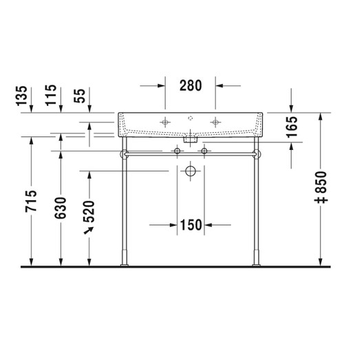 Immagine di Duravit VERO AIR lavabo consolle 80 cm, monoforo, senza troppopieno, con bordo per rubinetteria, lato inferiore smaltato, WonderGliss, colore bianco 23508000411