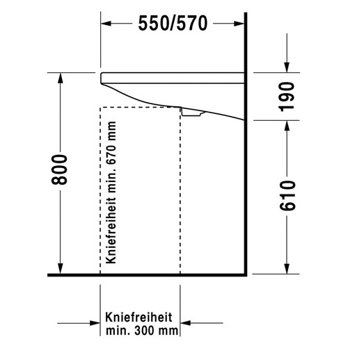 Immagine di Duravit DURASTYLE lavabo Vital Med 65 cm monoforo, senza troppopieno, con bordo per rubinetteria, lato inferiore smaltato, WonderGliss, colore bianco 23306500001
