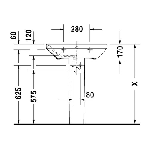 Immagine di Duravit DURASTYLE lavabo 65 cm con 3 fori per rubinetteria, con troppopieno, con bordo per rubinetteria, lato inferiore smaltato, WonderGliss, colore bianco 23196500301