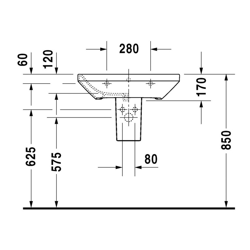 Immagine di Duravit DURASTYLE lavabo 65 cm con 3 fori per rubinetteria, con troppopieno, con bordo per rubinetteria, lato inferiore smaltato, WonderGliss, colore bianco 23196500301