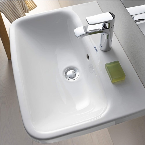 Immagine di Duravit DURASTYLE lavabo 65 cm monoforo, con troppopieno, con bordo per rubinetteria, lato inferiore smaltato, colore bianco 2319650000