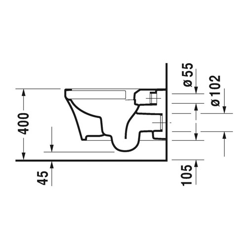 Immagine di Duravit P3 COMFORTS vaso sospeso Rimless® a cacciata, senza brida, senza sedile, capacità di acqua di sciacquo 4,5 l, UWL classe 1, colore bianco 2561090000