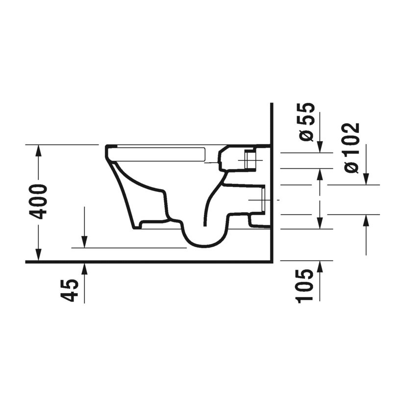 Immagine di Duravit P3 COMFORTS vaso sospeso Rimless® a cacciata, senza brida, senza sedile, capacità di acqua di sciacquo 4,5 l, UWL classe 1, colore bianco 2561090000