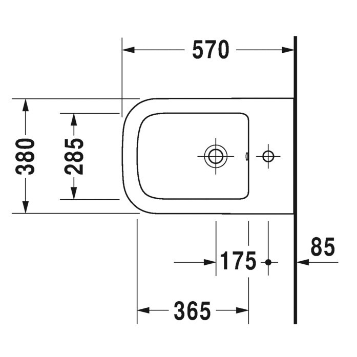 Immagine di Duravit P3 COMFORTS bidet sospeso monoforo, con troppopieno, con bordo per rubinetteria, colore bianco 2268150000