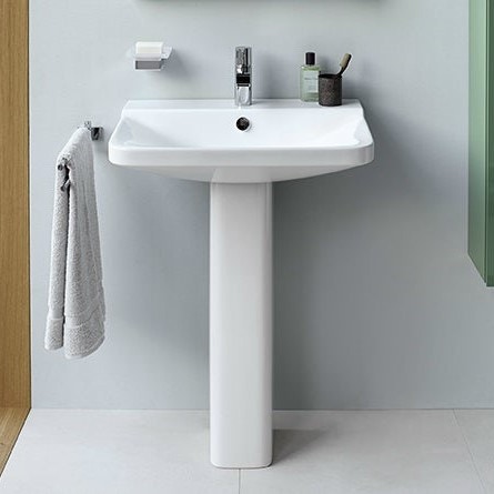 Immagine di Duravit P3 COMFORTS lavabo 65 cm, monoforo, con troppopieno, con bordo per rubinetteria, lato inferiore smaltato, colore bianco 2331650000