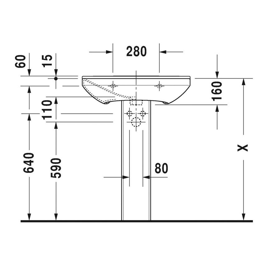 Immagine di Duravit P3 COMFORTS lavabo 65 cm, monoforo, con troppopieno, con bordo per rubinetteria, lato inferiore smaltato, colore bianco 2331650000