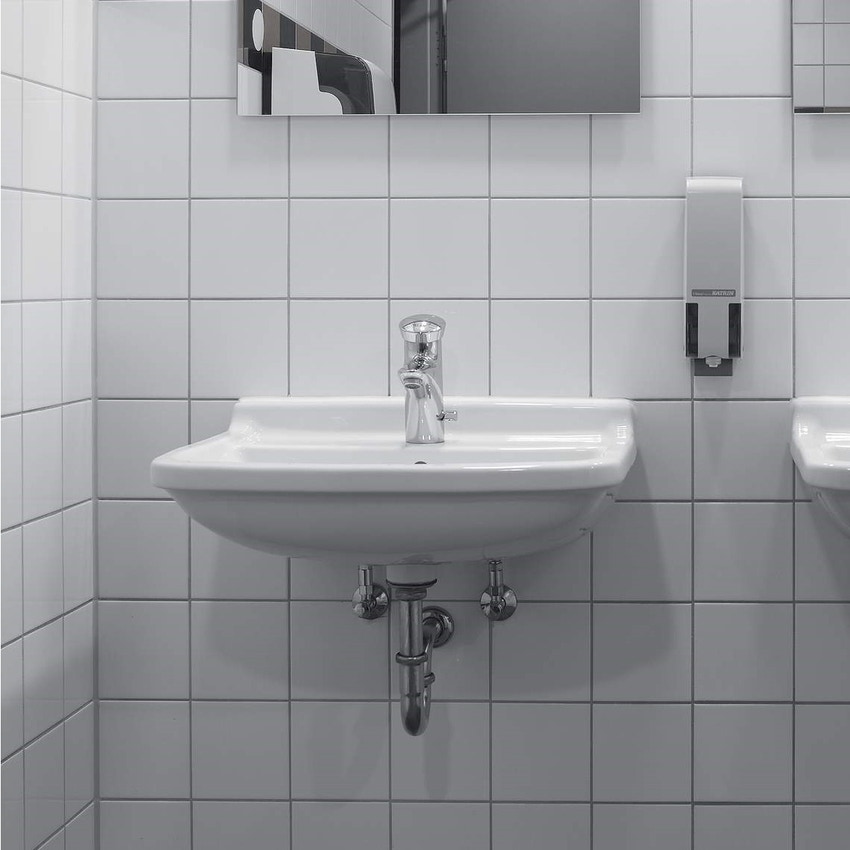 Immagine di Duravit STARCK 3 lavabo 65 cm monoforo, con troppopieno e bordo per rubinetteria, lato inferiore smaltato, colore bianco 0300650000