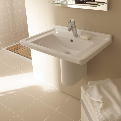 Immagine di Duravit STARCK 3 semicolonna per lavabo, WonderGliss, colore bianco 08651500001