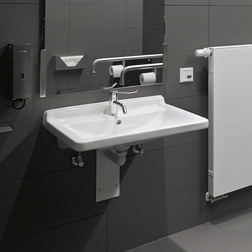 Immagine di Duravit STARCK 3 lavabo Vital 60 cm monoforo, con troppopieno e bordo per rubinetteria, lato inferiore smaltato, colore bianco 0309600000