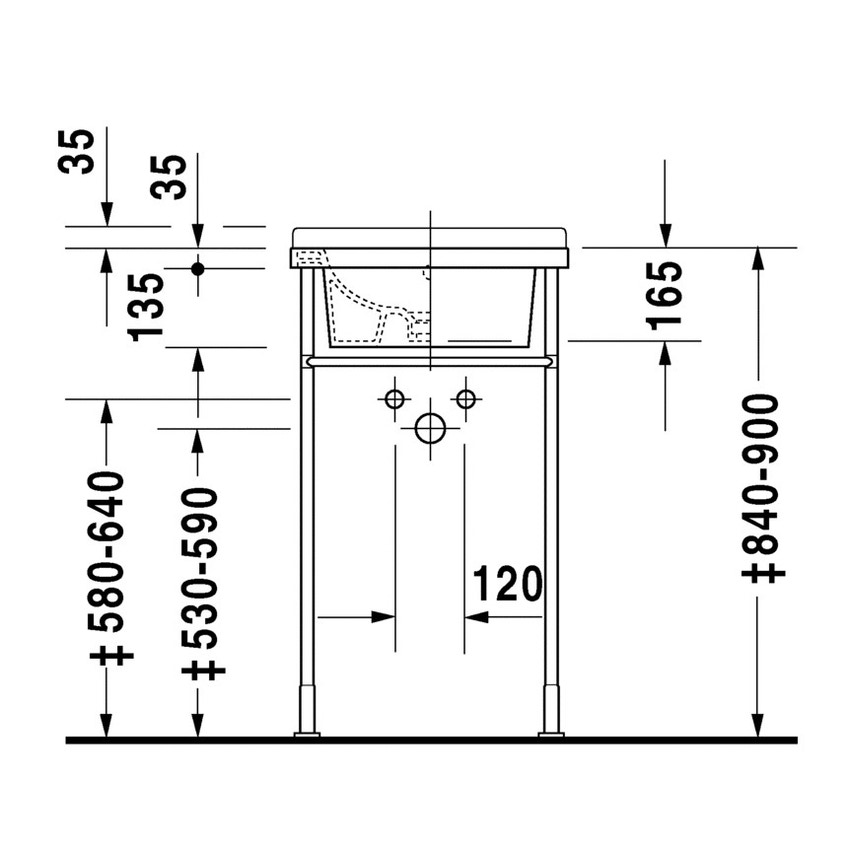 Immagine di Duravit STARCK 3 lavabo 48 cm monoforo, con troppopieno, con bordo per rubinetteria, lato inferiore smaltato, colore bianco 0303480000