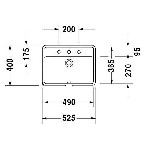 Immagine di Duravit STARCK 3 lavabo da incasso 49 cm monoforo, per incasso sottopiano, con troppopieno e con bordo per rubinetteria, colore bianco 0302490000