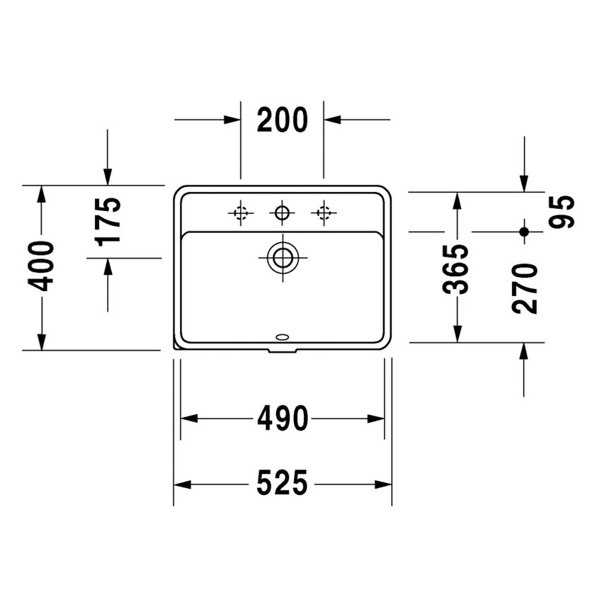 Immagine di Duravit STARCK 3 lavabo da incasso 49 cm monoforo, per incasso sottopiano, con troppopieno e con bordo per rubinetteria, colore bianco 0302490000