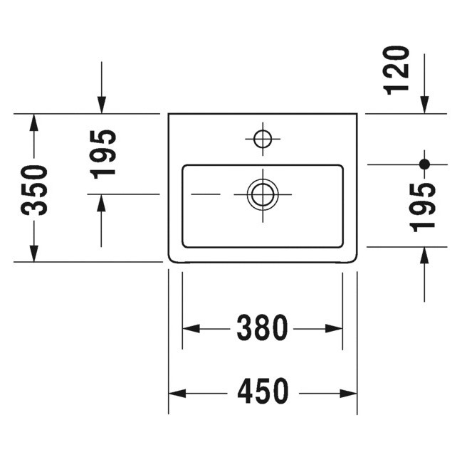 Immagine di Duravit VERO lavamani Med 45 cm, monoforo, senza troppopieno, colore bianco 0704450041
