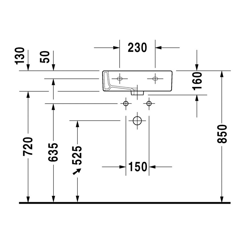 Immagine di Duravit VERO lavamani Med 45 cm, monoforo, senza troppopieno, colore bianco 0704450041