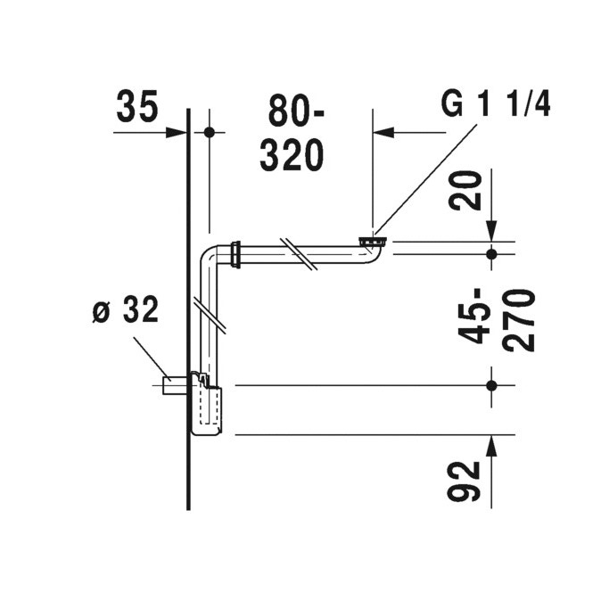 Immagine di Duravit Sifone salvaspazio, colore bianco 0050760000