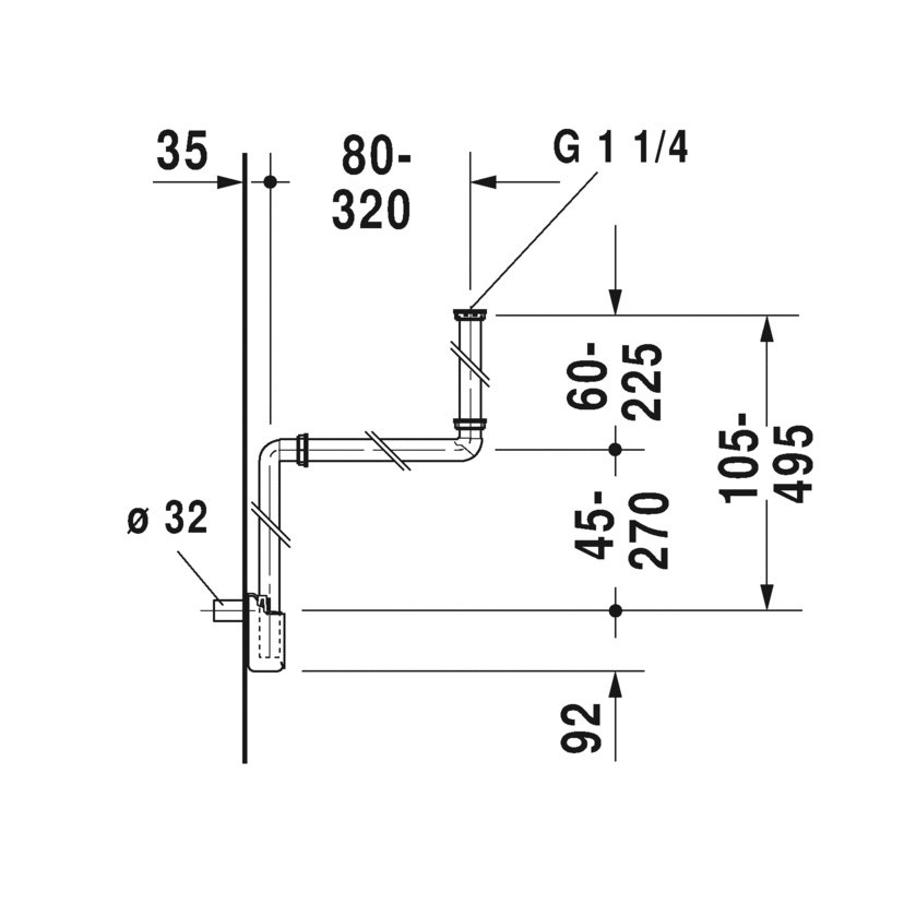 Immagine di Duravit Sifone salvaspazio, colore bianco 0050760000