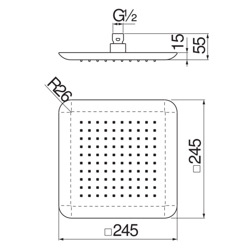 Immagine di Nobili SEVEN soffione quadrato a snodo, finitura cromo AD139/122CR