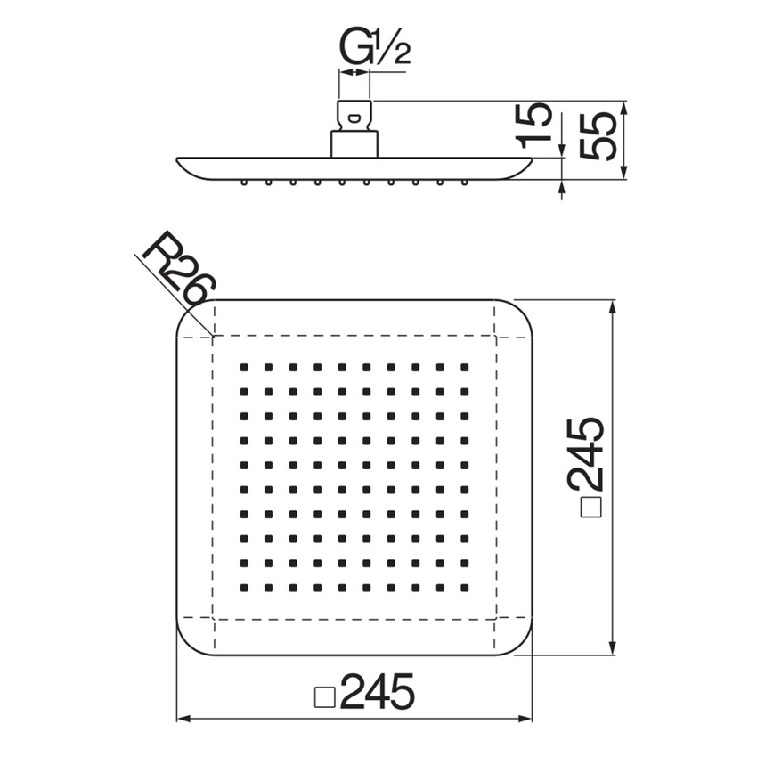 Immagine di Nobili SEVEN soffione quadrato a snodo, finitura cromo AD139/122CR