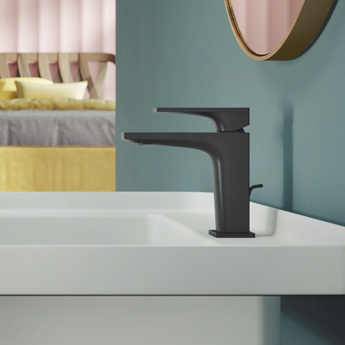 Immagine di Nobili SEVEN miscelatore lavabo monocomando, H.15.5 cm, con scarico, a risparmio energetico, colore mora finitura opaco SEE124118/1BM