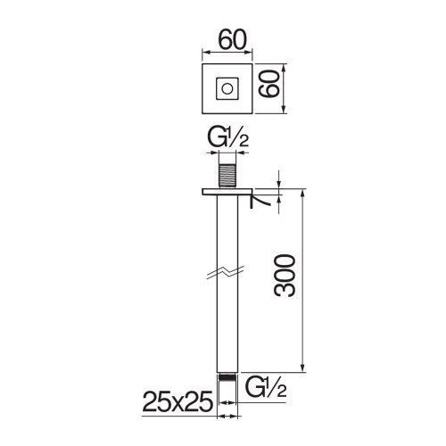 Immagine di Nobili SEVEN braccio doccia H.30 cm, a soffitto, finitura cromo AD138/66CR