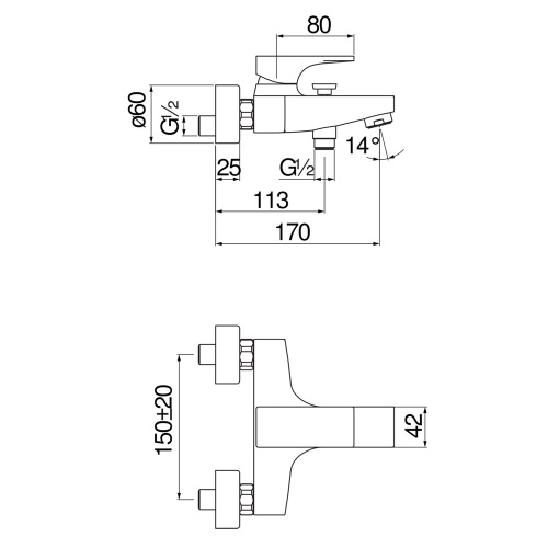 Immagine di Nobili SEVEN miscelatore vasca monocomando esterno, colore mora finitura opaco SE124110/1BM