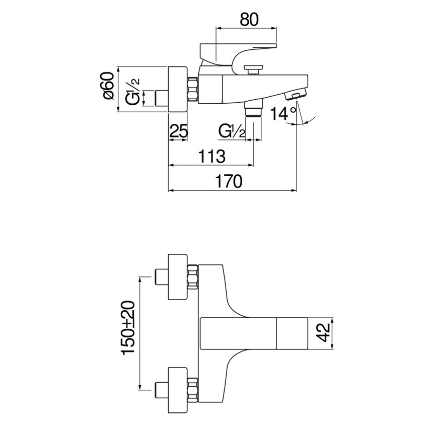 Immagine di Nobili SEVEN miscelatore vasca monocomando esterno, colore mora finitura opaco SE124110/1BM