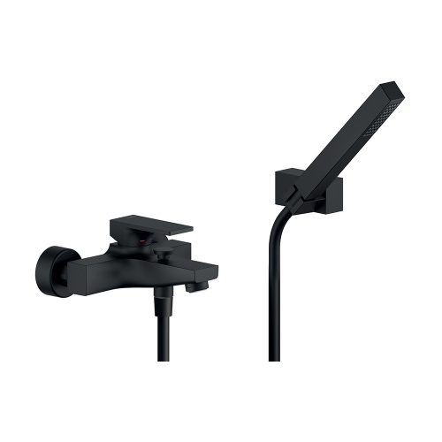 Immagine di Nobili SEVEN set rubinetteria con miscelatore per bacinella senza scarico, miscelatore bidet con scarico e a risparmio energetico, miscelatore monocomando vasca con set doccia, colore mora finitura opaco SEE124128/2BM+SEE124119/1BM+SE124110BM