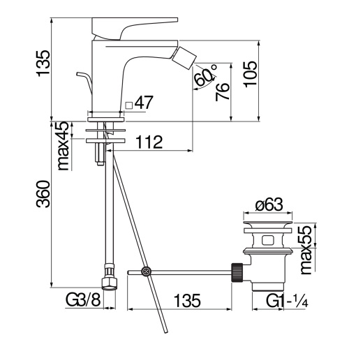Immagine di Nobili SEVEN set rubinetteria con miscelatore lavabo a parete senza scarico e corpo incasso, miscelatore bidet con scarico, miscelatore monocomando doccia ad incasso senza corpo incasso, finitura cromo SE124198CR+SE124119/1CR+SE124100/ECR